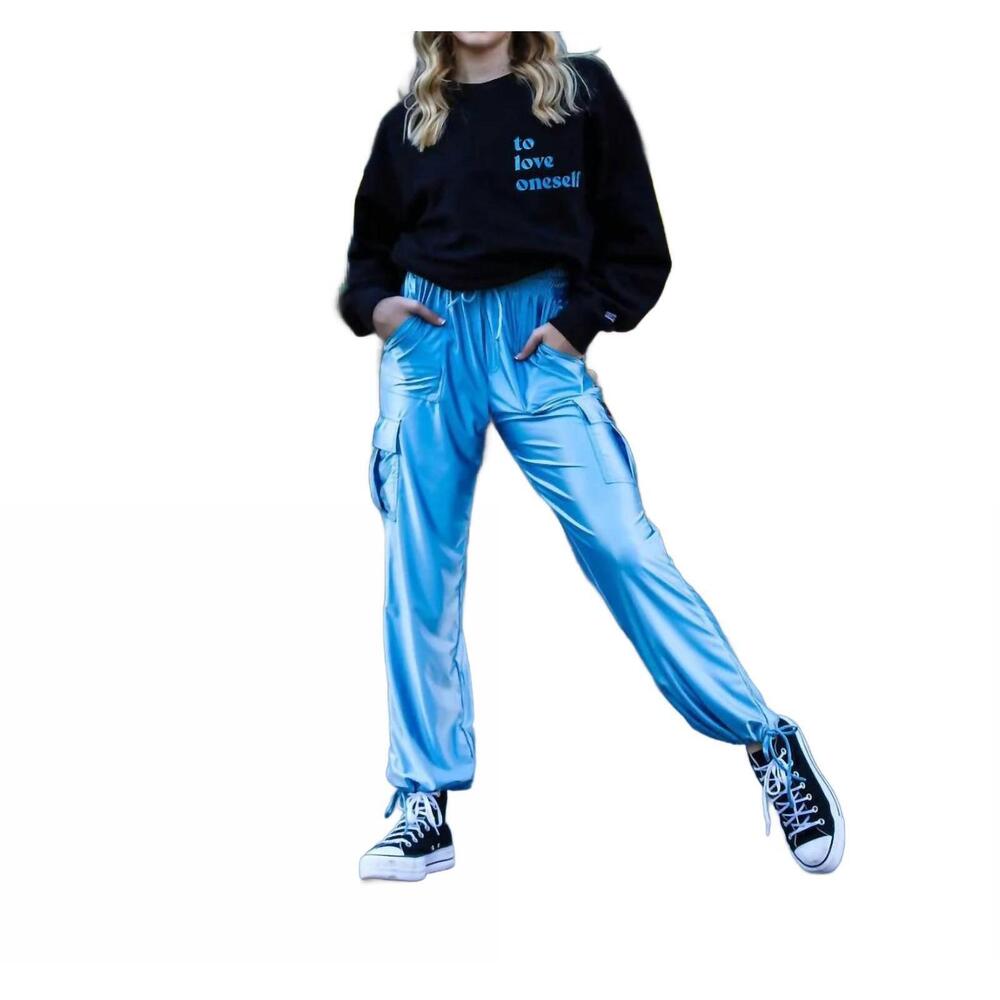 NEW OH LA LA DANCEWEAR statement cargo pant in dusty blue